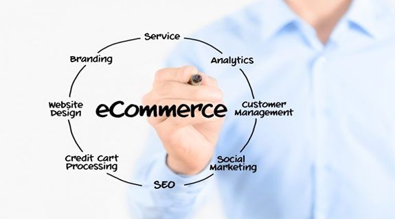 Man drawing eCommerce graphic