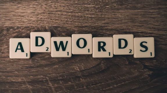 Adwords spelled with scrabble letters