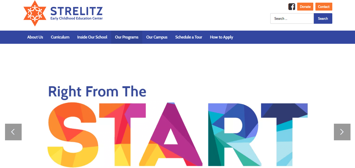 strelitz-website-design. Strelitz Early Childhood Educatin Center website