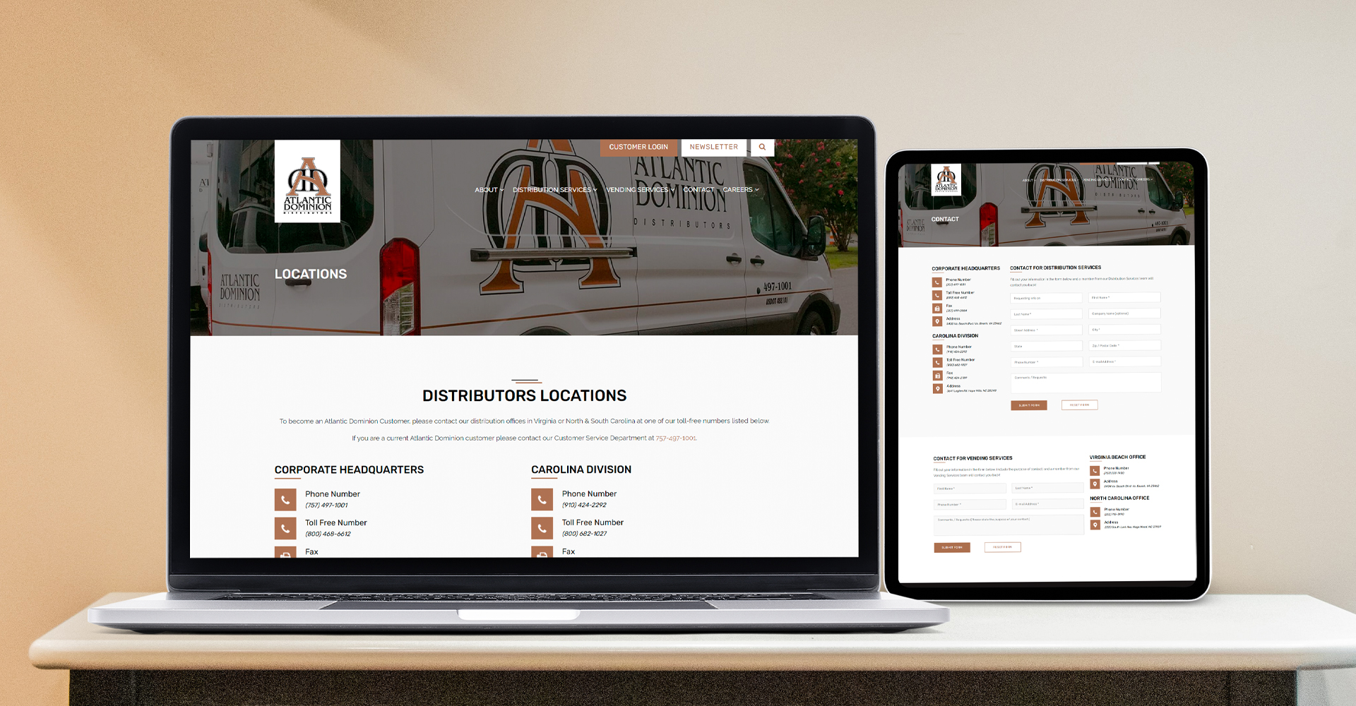 Atlantic Dominion Distributors Responsive Preview Example