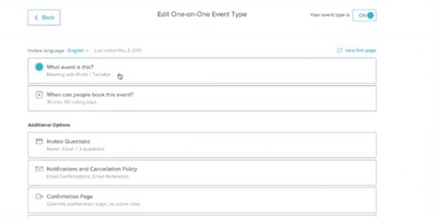 one type event-calendly