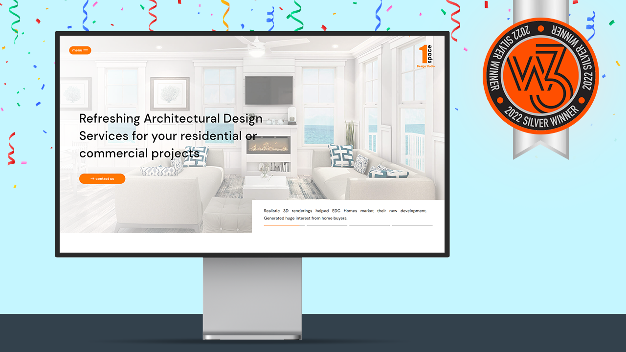W3 2022 Silver Award winner for architecture client website design