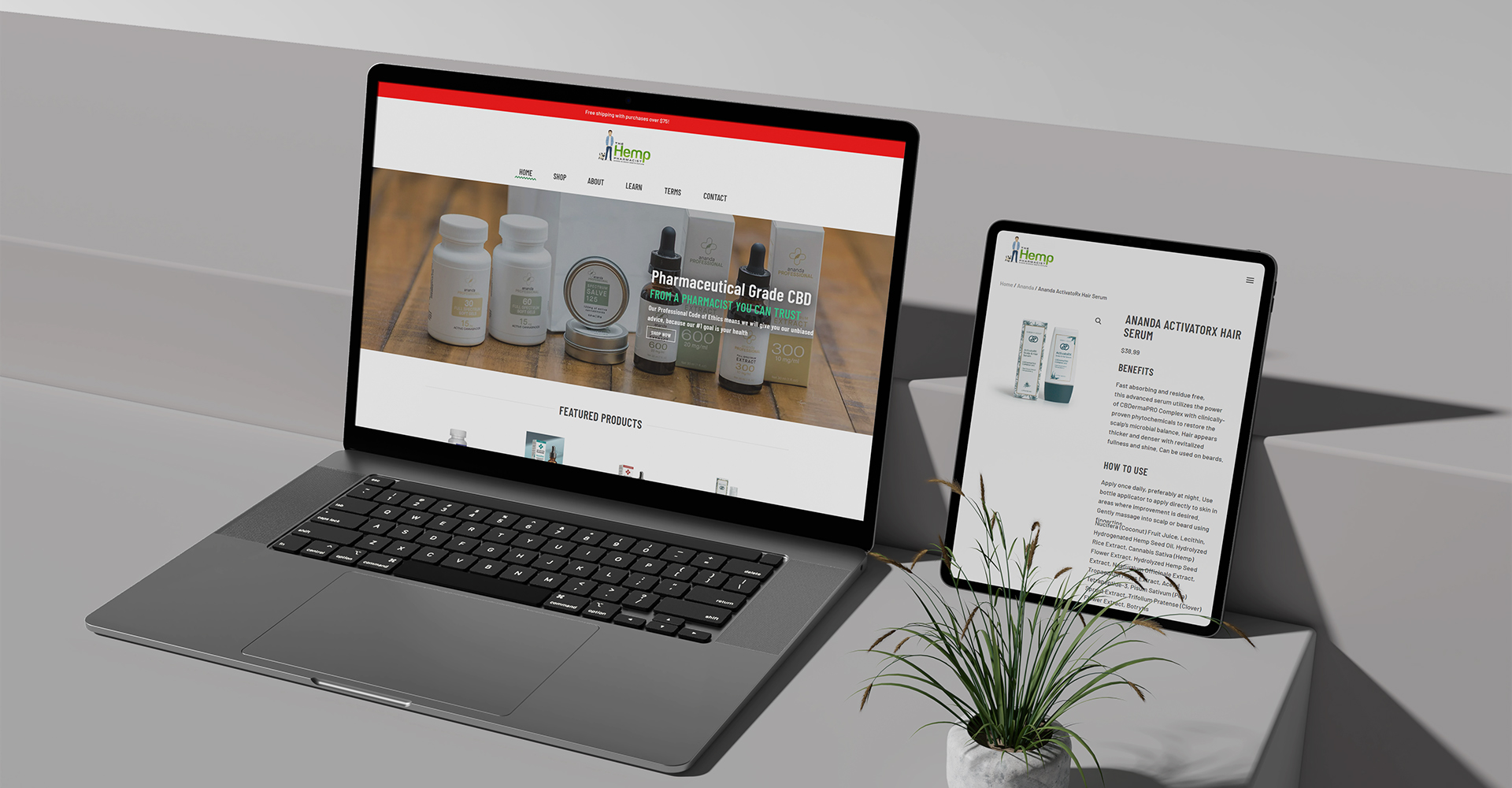 The Hemp Pharmacist Official Website Opened on Desktop and iPad